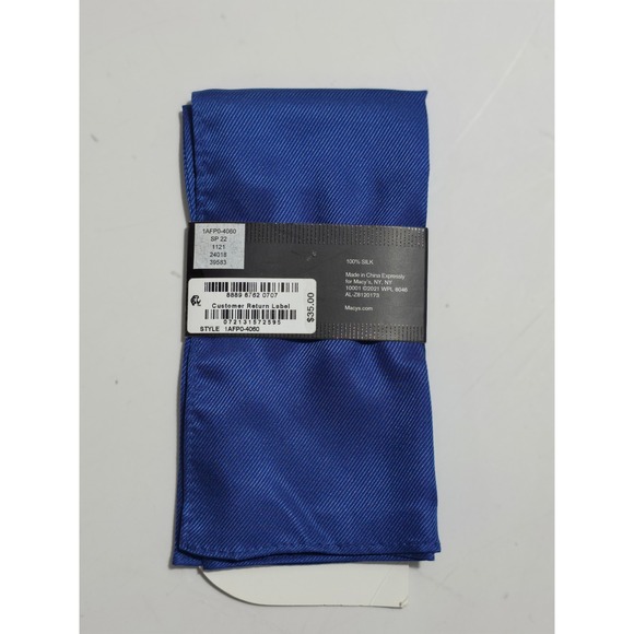 Alfani Mens Pocket Square Royal Blue Silk NWT - Picture 3 of 4